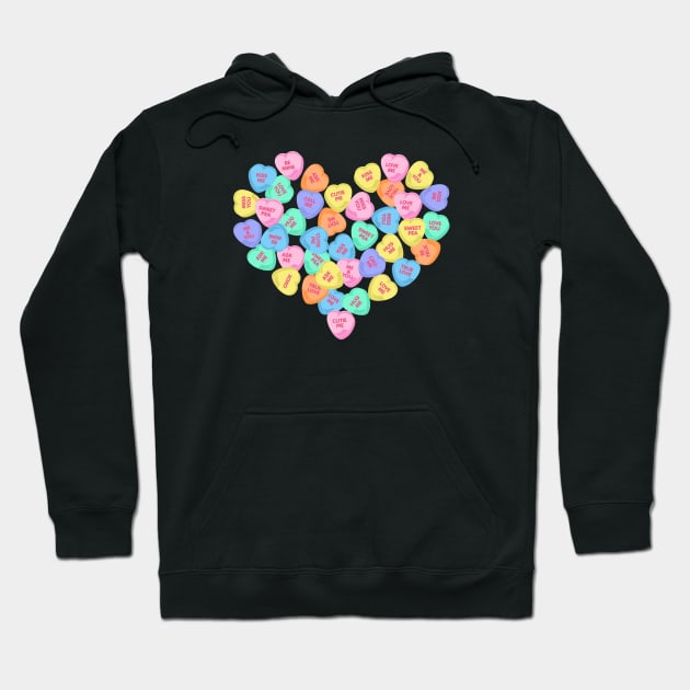 Cute Valentine's Day Hearts Candy Valentines Love Hoodie by TeeCreations